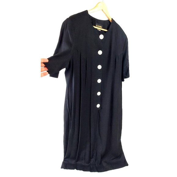 Vintage P.J. Klein Women's Size 16W Black Dress Large Button Front Short Sleeve - Picture 3 of 10